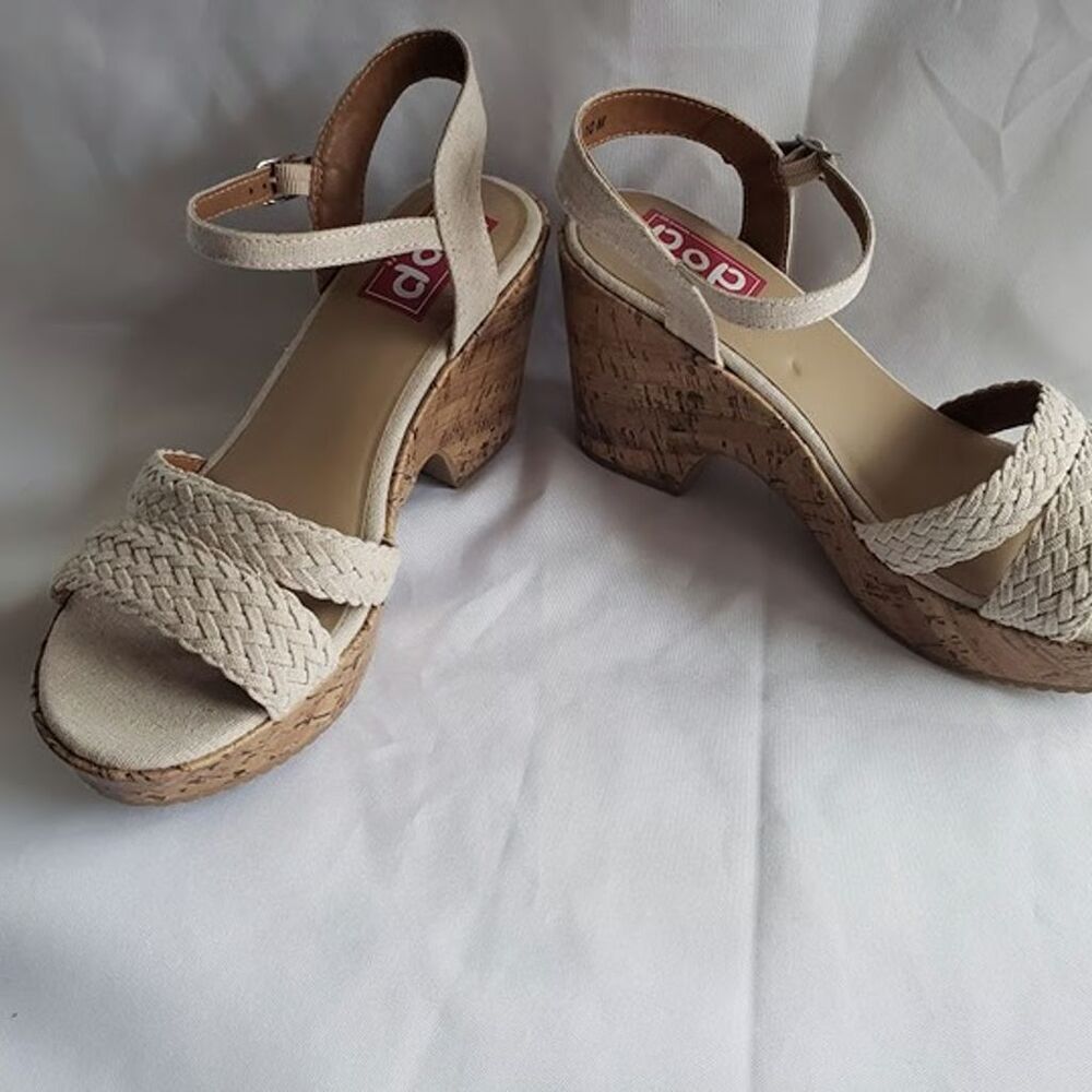 POP from JC Penney Natural Platform Cork Heeled Sandals - Womens 10 M - NEW - Picture 2 of 4
